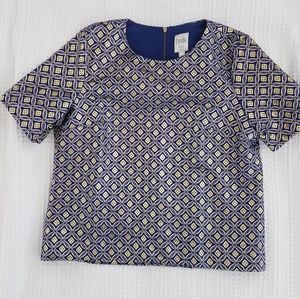 Royal Blue and Gold print Top
